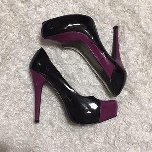 Charlotte Russe Platform Heels Black & Plum